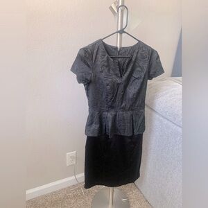 Black V-Neck Peplum Mini Dress for Work